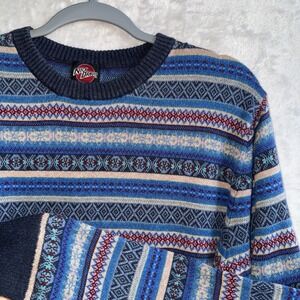 Vtg Nick Danger Sweater Mens Large Long Sleeve Crew Neck Fair Isle Y2K Hipster